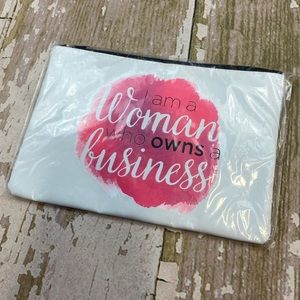 Perfectly Posh Canvas I Am A Woman Who Owns A Business Make Up  Zipper Bag Pouch